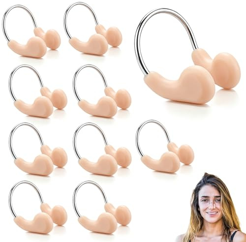 WUMZIRA 10 Pezzi Tappanaso per Piscina, Tappanaso Nuoto Sincronizzato in Silicone e Acciaio, Tappa Naso Piscina Adulto e Bambini, Accessori Nuoto per Allenamento e Protezione Nasale