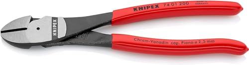 KNIPEX Pince coupante de côté à forte démultiplication sur carte LS gainées en plastique 200 mm, 74 01 200 SB