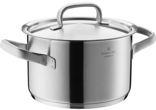 WMF Gourmet Plus Kochtopf groß 20cm, Metalldeckel mit Dampföffnung, Fleischtopf Induktion 3,9l, Cromargan Edelstahl mattiert, Nudeltopf mit Innenskalierung