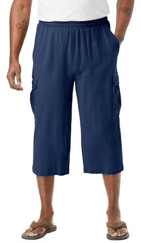 KingSize Men's Big & Tall Gauze Cargo Judo Shorts - Big - 3XL, Navy