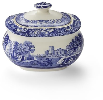 Blue Italian 9 oz Sugar Bowl with Lid by Spode