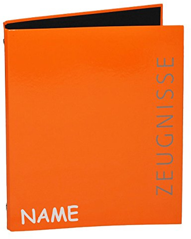 alles-meine.de GmbH Ringbuch/Sammelordner Zeugnisse incl. Name - ORANGE A4 für Dokumente/Zeugnis/Zeugnisheft/Dokumentenmappe/Zeugnismappe/Zeugnisordner - Ordner R..