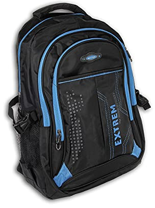 großer Herren - Rucksack Schultasche Freizeittasche Markentasche Bag Street Arbeitstasche, schwarz/blau, Maße: 32 cm x 47 cm x 20 cm