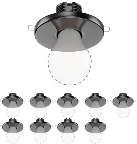 ledscom.de 10 pièces plafonnier encastré TELA, porcelaine, noir brillant, rond, 99mm Ø, 1x E27 max. 60W