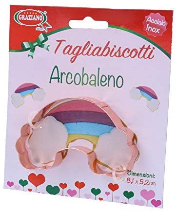 Graziano, Tagliabiscotti a Forma di Arcobaleno, Realizzato Interamente in Acciaio Ramato, Ideale per Biscotti Classici, Ideali per Feste di Compleanno per Bambini