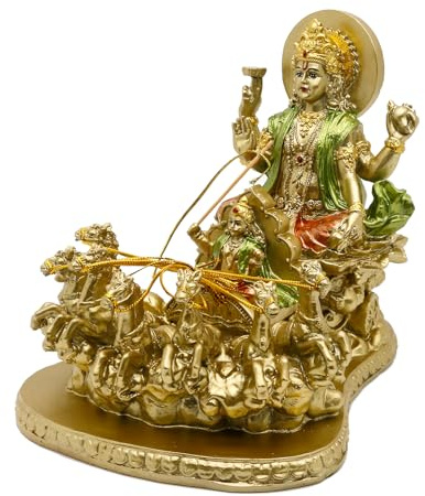alikiki Hindu God Lord Surya Statue - India Home Temple Mandir Puja Idol Pooja Item Indian Diwali Decor Murti Staue Religious Meditation Yoga Room Altar Decoration Handicraft Figurine