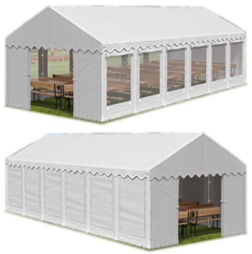 Das Company Tente de fête Blanc 6x12m avec moustiquaires et Volets roulants l'epreuve de l'eau 240 g/m2 La toille PE Construction Summer