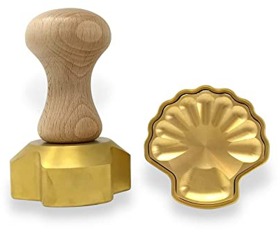 La Gondola Ravioli-Stempel - Muschelförmig 65mm | Italienisches Pasta-Werkzeug für Zuhause, gewerbliche Küche | Messing & Naturholz | Einfach zu verwenden | Tortelli Ravioli Ausstecher Made in Italy