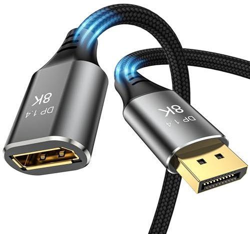 DGHUMEN 8k DisplayPort Kabel 1.4 1M, 8K@60Hz 4K@144Hz 32.4Gbps, HDR, HDCP 2.2, DP 1.4 Kabel für Gaming-Monitor, Grafikkarte TV Projektor