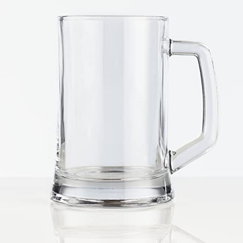 Burns Glass Beer Pint Glasses, Classic German Stein Beer Mug, 22 Oz.