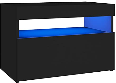 vidaXL TV Schrank mit LED-Leuchten Lowboard Fernsehschrank Fernsehtisch Sideboard HiFi-Schrank TV Möbel Tisch Board Schwarz 60x35x40cm