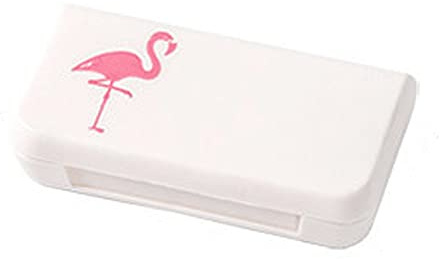 SEIWEI Tragbare Mini-Metall-Pillendose, 3 Fächer, Weiß, für Tasche, Geldbörse, Handtasche, Reisegeschenk (Flamingo)