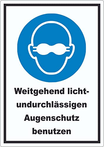 Weitgehend lichtundurchlässigen Augenschutz benutzen Aufkleber A4 (210x297mm)