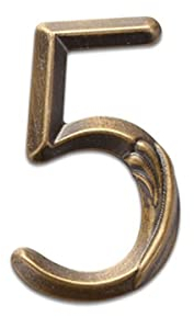 TentHome Schwimmende Hausnummer Messing Türnummer Aufkleber Nummern 5 Zahlen Selbstklebend 3D Relief Straßennummer für Haustür Villa Briefkasten Basteln Boote Kennzeichen Türen Umkleide Antik Bronze
