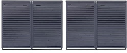 Lukadria Mülltonnenbox Mülltonnenverkleidung 240l Mülltonnecontainer 4 Tonnen Holz vorimprägniert in anthrazit-grau mit Rückwand Adr