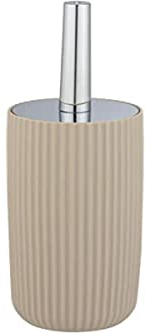 WENKO Set de accesorios para inodoro Agropoli, beige, portaescobillas cerrado de plástico de calidad con diseño vívido y superficie texturizada, sin BPA, escobilla higiénica, Ø 10 x 36,5 cm