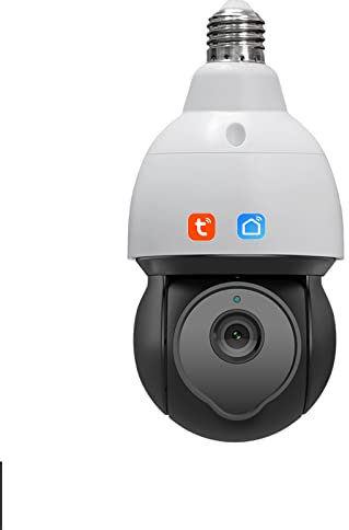 TUYA Cámara De Luz De Seguridad Inalámbrica, E26 Full-HD 5MP Wifi Cámara IP Con Seguimiento Automático De Movimiento/Alarma De Sirena/Visión Nocturna/Visualización Remota/Audio Bidireccional