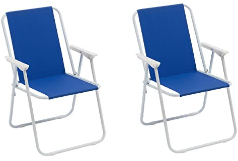 Baroni Home Klappstuhl für Meer, Strand oder Camping, Faltstuhl aus Leinwand, Outdoor-Stuhl mit bunten Armlehnen, Blau, 52x44x76 cm (2 Stücke)