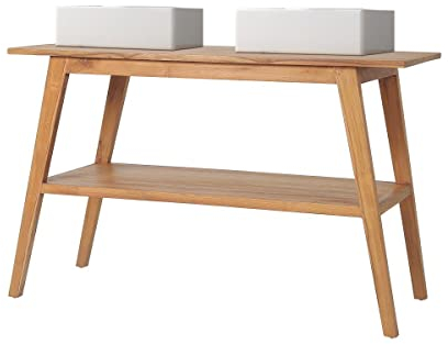 Vente-unique-Badmöbel mit Doppelwaschbecken - Teakholz - 120 cm - BOBOTSARI