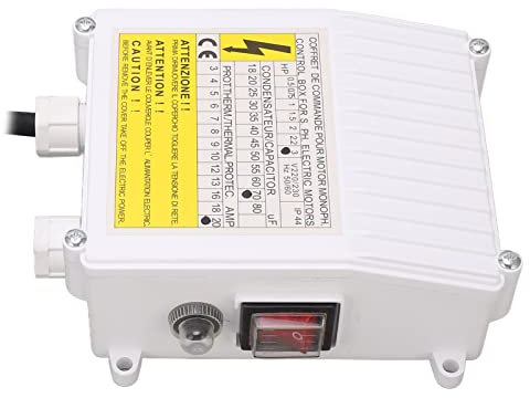 ZAAHH Submersible Pump Controller, Deep and Well Pump Control Box for Home Use Thick Durable 2.2kw 70uf 20a Household Stainless Steel