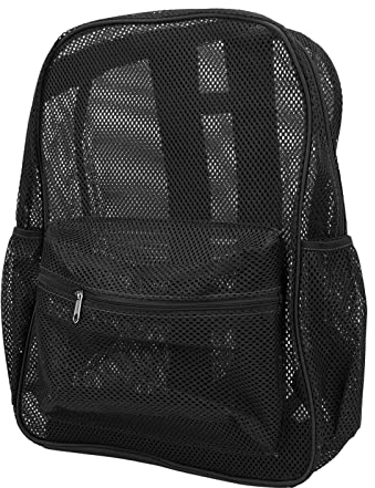 Rengu Mesh-Rucksack, Waschbarer, Strapazierfähiger, Reißfester, Breiter Schultergurt, Studentenrucksack, Modisch, Große Kapazität für Sport Zum Schwimmen (Schwarz)