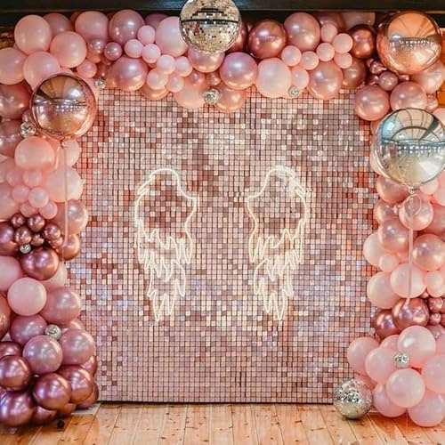 Kate Shimmer Wall Panels Pailletten Wand Rosa Pailletten Hintergrund Pailettenvorhang Party Panels für Partydeko 24PCS