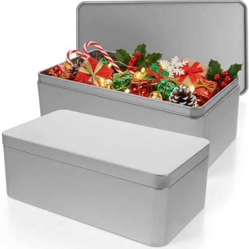 Housoutil Boîte De 2 Pièces Coffret Cadeau En Fer Blanc Boîte De Rangement En Métal Petite Boite Avec Couvercle Grand Récipient En Étain Petite Boîte En Fer Blanc Pot De Stockage Ancien