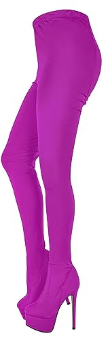 blingqueen Damen Fashion Stiefel Plateau Chap Boots Stiletto Leggings High Heels Stretch Overknee Absatzschuhe Fuchsia 43 EU
