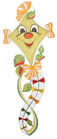 Plauener Spitze Fensterbild Herbstdrachen farbig 15 x 40 cm Fensterdeko Fensterschmuck Bilder Handarbeit Deko Fenster
