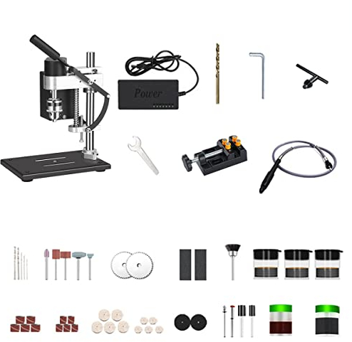 Mini Bench Drill Pillar Press Stand, 7 Speed Press Pillar Drill Drill Press Workbench Repair Tool Mini Drill Bench Press Stand Drill Press Stand Industrial Bench Drill Mini Drill Press Workbench