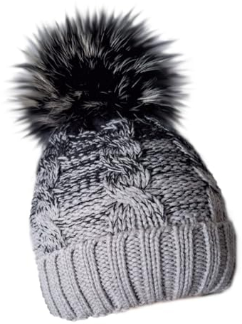 MERRYLAND Bommelmütze Echtfellbommel Pudelmütze ECHTFELL Mütze Hat Real Fur Pom Pom Beanie Fellbommel Echt Fell Strickmütze Bommel Pelzbommel