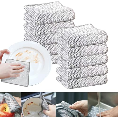Estropajos Multiusos,Paños De Cocina, 10 Unidades Alambre De Puas Trapos De Cocina, Panos De Arame Multifunções, para Estropajo De Acero, Cozinha, Pratos