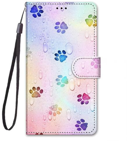 Miagon Flip PU Leder Schutzhülle für Xiaomi Redmi Note 13 Pro 5G,Bunt Muster Hülle Brieftasche Case Cover Ständer mit Kartenfächer Trageschlaufe,Fußabdruck