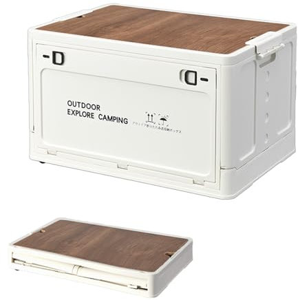 Caja de almacenamiento plegable, bandeja de almacenamiento con tapa plegable de 50 l, contenedores de almacenamiento apilables duraderos multifuncionales, bandejas de almacenamiento fáciles de