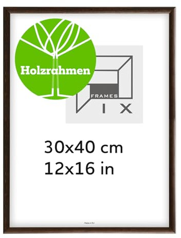 Pix FRAMES Bilderrahmen Holz 30x40cm - Holz Rahmen Dunkelbraun | Holzbilderrahmen mit Plexiglas Scheiben - Modern Photo Frame - Bilderrahmen Holz zum Aufhängen und Aufstellen