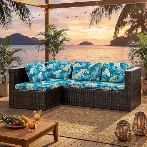 LiveGo Patio Stretch Sofa Cushion Cover Outdoor Cushion Cover Replacement Patio Furniture Cushions Couch Slipcovers Chair Seat Cover Soft Flexibility Protector (6, Venus)