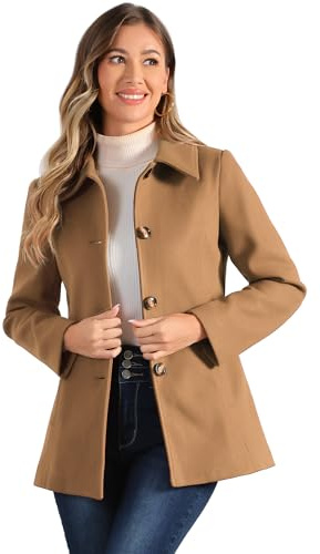 Allegra K Womens Work Office Winter Overcoat Single Breasted Pea Coat