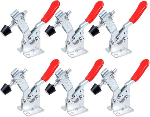 Kniehebelspanner, Lostwry 6 Stück 201B Schnellspanner-Set Knebelklemme, Handwerkzeug 90 kg 198lbs Fassungsvermögen, Rutscht Nicht, Horizontal, Knebelklemme für Maschinenbetrieb