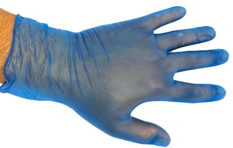 Sunrise Packaging 500 x LARGE Powder-Free Blue Vinyl Gloves - Latex-Free, Disposable, Non-Sterile, Food Safe, High Sensitivity- Ideal for Healthcare, Laboratory, Cleaning