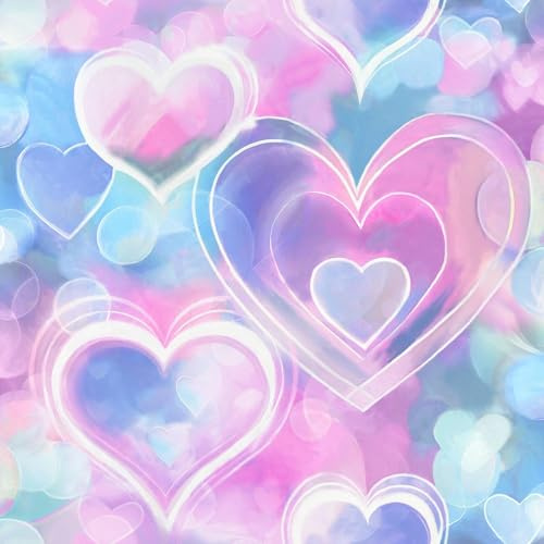 Neon Hearts Neon Light Effect Modern Pink Blue Wallpaper - Modern Contemporary - Trendy Stylish Kid's/Children's Bedroom Feature Wall Holden 13785