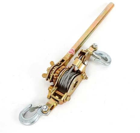Cabrestante manual, Extractor de palanca manual de alta resistencia de 2 toneladas, 4400 lb, viene con trinquete de polipasto de cable con ganchos dobles para remolques, vehículos todo terreno