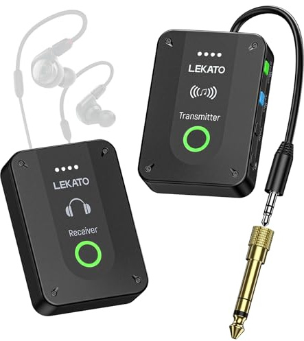 LEKATO MS-02 Drahtloses In-Ear Monitoring System, Professionelles kabelloses 2.4G IEM-System mit Sender & Empfänger im Mono- und Stereo-Mode, Eins zu Mehr- geeignet für Bandproben und Live-Auftritt