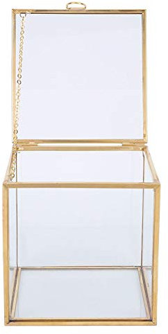 Akozon Gold Box Geometrie Sukkulenten Mini Landschaft Glas Blumenhaus, 10x10x10 cm, Deko-Kupfer-Bar-Terrarium für Haus und Garten
