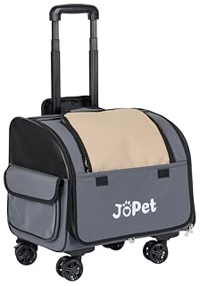 JoPet Haustiertasche Tragetasche mit Rollen, Haustierrucksack mit Rollen, kleine Hundetragetasche, Katzentragetasche, abnehmbare Räder, Reisetasche, Haustierwagen, weiche Seitentrage mit Rollen,