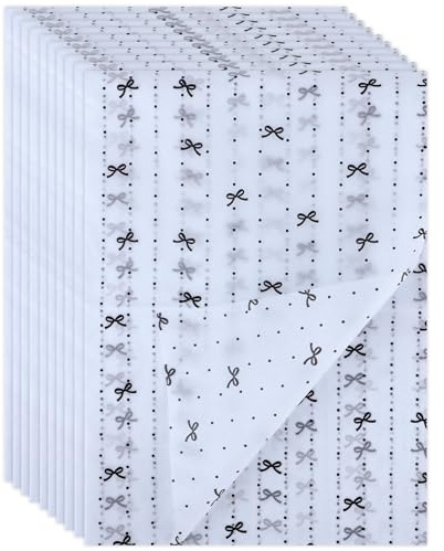 10 Blatt Punkt Geschenkpapier mit Schleife, 70x50cm Seidenpapier mit Schleifen Bastelpapier mit Schleife für Geburtstag Hochzeit Weihnachten Valentinstag Geschenkverpackung