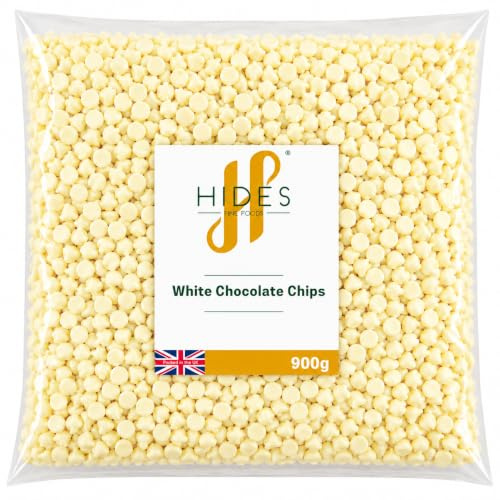 Hides Fine Foods - White Chocolate Chips -900g - GMO - Free - Suitable for Vegetarians - Baking - Desserts - Cookies - Ganache - Muffins - Cakesicles - Cakes - Cupcakes -Tempering - Chocolate Mocha