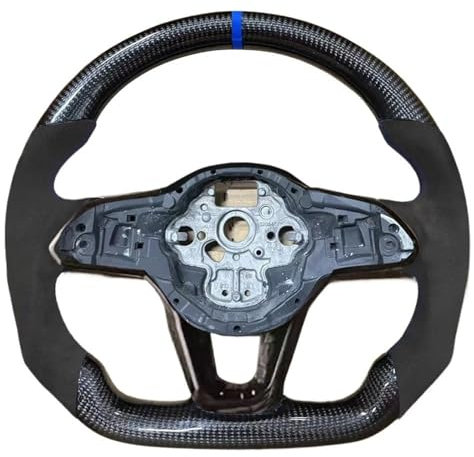 Sportlenkräder Kompatibel Mit VW Für Golf MK8 Für GTI R Carbonfaser-Lenkradbaugruppe, Individuelles Rennsport-Rad-Innenzubehör(Blue,Size 1)