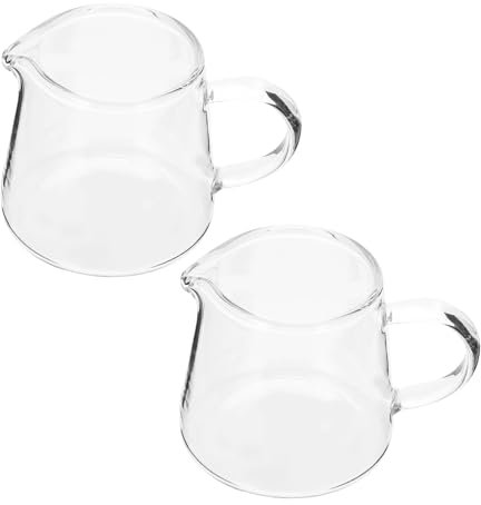 Cabilock Lot De 2 Pots à Lait En Verre 120 Ml, Petites Tasses à Lait Ménagères Transparentes, Usage Domestique Et Café, Verre Lisse Et Sûr