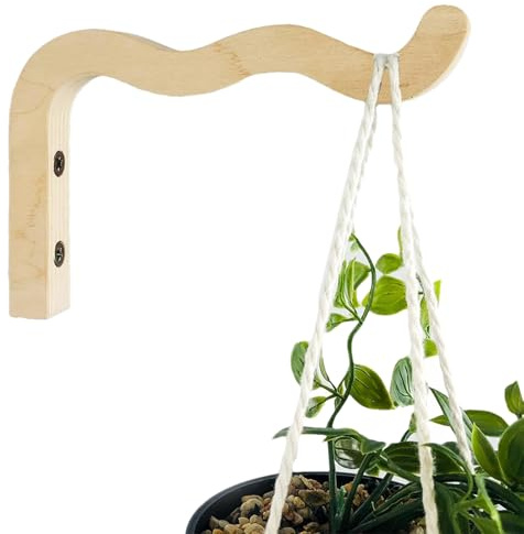 Buerfu Wandhalterung Aus Holz Für Blumenampeln & Pflanzen -Hängende Wandhaken Für Blumentöpfe, Laternen Und Deko | Rustikale Holzhalterung Indoor/Outdoor