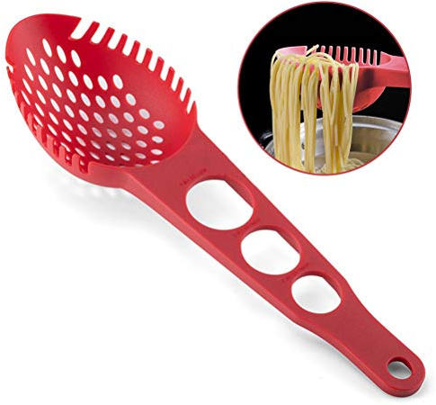 Fictory Cuchara de espagueti multifuncional 3 en 1: cuchara de garra, colador y herramienta de medición para cocinar fácilmente en la cocina, ayudante de olla caliente, no más pasta demasiado cocida